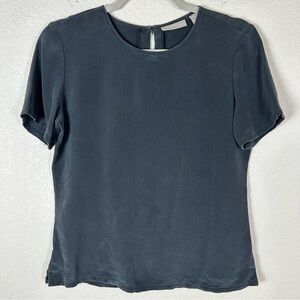 Nordstrom Women SZ S silk blouse w/ keyhole & button Quiet luxury Elevated Basic